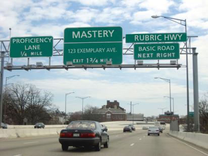 Street signs rewritten as rubric directions
