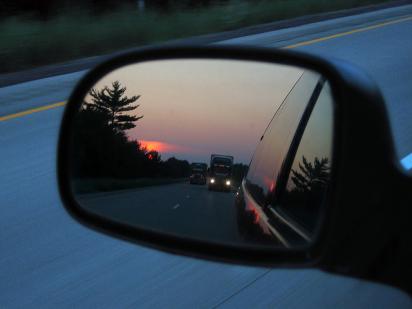a car's rearview mirror