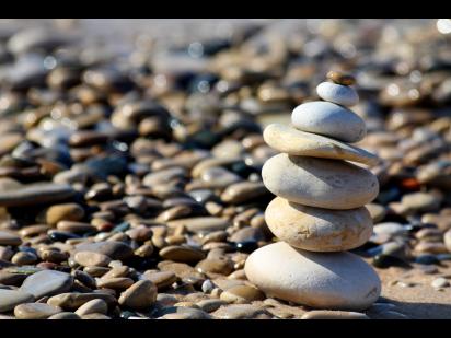 A stack of rocks on the beach