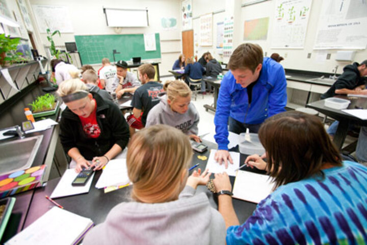 Professor working with graduate students